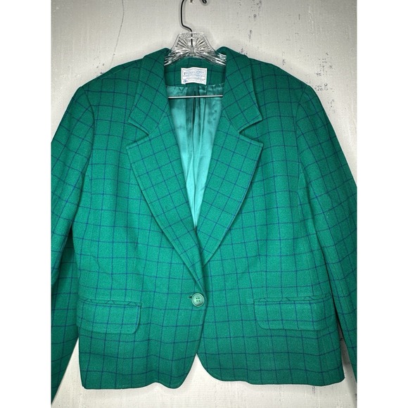 Vintage Pendleton Green Wool Blazer Jacket w/ Matching Skirt | Tagged Size: 22W - Picture 6 of 16
